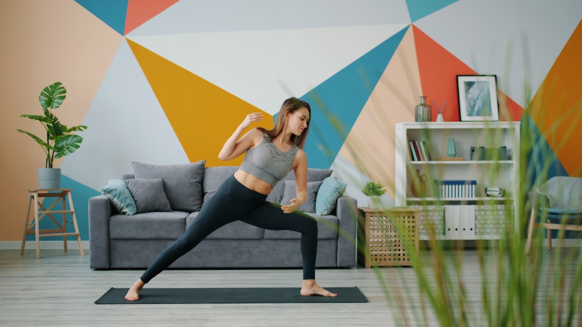Beginner home fitness exercise demonstration